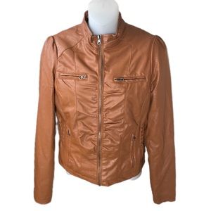 Miss London Brown Faux Leather Motorcycle Style Jacket